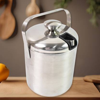 DeoDap 1.3 L Steel Stainless Steel Ice Bucket with Lid – Durable & Stylish for Parties & Bars Ice Bucket