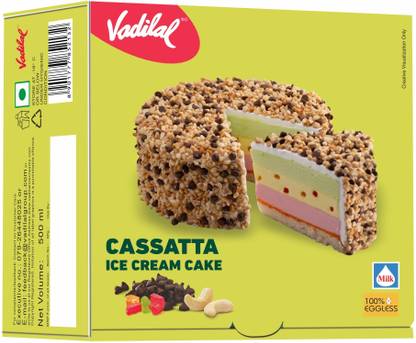 Vadilal Vanilla, Strawberry, Pista Cassata Ice Cream Cake