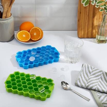 Da Novira Classy Flexible & Easy-Release Silicone Ice Cube Mold for Cocktail, Parties_20 Blue, Green Silicone Ice Cube Tray