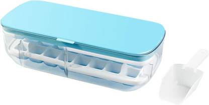 COSKIRA Ice Storage Box Quick Demould Ice Cube Moulds Lazy Ice Maker One Second Release Blue Plastic, Silicone Ice Cube Tray
