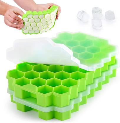 Stadash Flexible Silicone Ice Cube Tray with Lid – 37 Cavity Easy-Release Ice Molds Multicolor Silicone Ice Cube Tray