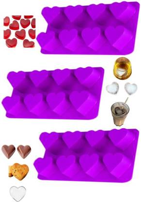 DHONI Large Heart - Shaped Ice Cube Trays For Making Heart Ice Cubes And Many More. Purple Silicone Ice Cube Tray