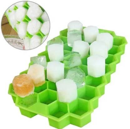 QinPin Combo Flexible Silicone Mould for Freezer Kitchen Ice Cube Tray & Ice Roller01 Green Silicone Ice Cube Tray