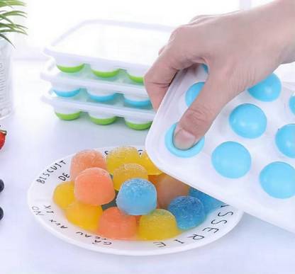 JIGGI Silicone Round Ice Cube Trays with Lids – 4 Pcs Ice Cream Moulds for Freezer Multicolor Silicone Ice Cube Tray