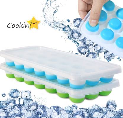 cookini Ice Cube Trays Impoted Rubber Bottom, Easy Release 21 Cube Tray New Arrival Green, Green Plastic Ice Ball Tray