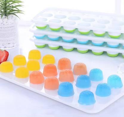 NARV Round Ice Cube Mould Tray – 4 Pcs Silicone Ice Ball Maker with Lid Multicolor Silicone Ice Cube Tray