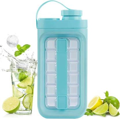 SUPERMALL Ice Cube Trays 2 in 1 Portable Ice Ball Maker Kettle with 17 Grids Multicolor Silicone Ice Cube Tray