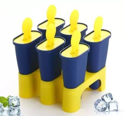 MY International Ice Cream Maker / Kulfi Mould / Popsicle Mould Blue, Yellow Plastic Ice Cube Tray