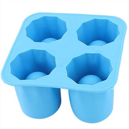 SHREVI IMPEX Ice Shot Glass Maker 4 Cup Shape Ice Cube DIY Molds Trays Freeze Mold Maker Blue Silicone Ice Cube Tray