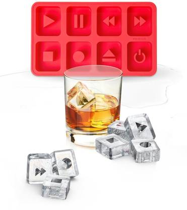 The Vogue Nation Ice Tray Music Player Button Stop Record Fast Forward Rewind Play Pause Icon Red Silicone Ice Cube Tray
