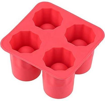 GETZET 4-Cup Ice Cube Shot Shape Shooters Glass Freeze Molds Maker Multicolor Silicone Ice Cube Tray