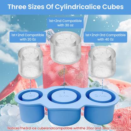 SUPVOX Stanley Tumbler Silicone Ice Mold Multi Sized Hollow Cylinder Ice Cube Tray Blue Silicone Ice Cube Tray