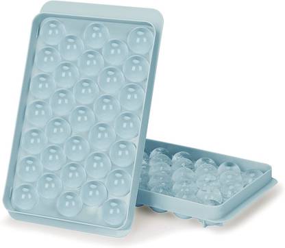 GRACIOUS MART 33pcs Making Round Shape Plastic Ice Cube Tray Flexible and BPA-Free for Freezer Blue Plastic Ice Ball Tray