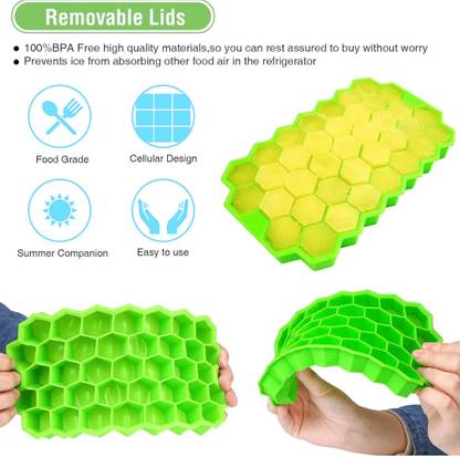 Charmpeak FrostEase Honeycomb Silicone Freezer Tray Green Silicone Ice Cube Tray