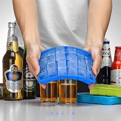 Bronto Silicone Ice Cube Tray for Freezer, 24 Cavities Ice Cube Tray Blue Silicone Ice Cube Tray