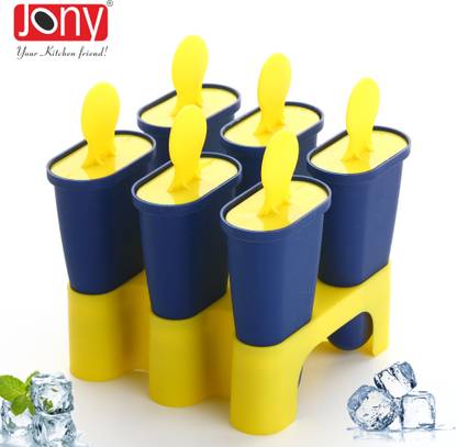 Jony Ice Cream Maker / Kulfi Mould / Popsicle Mould Blue, Yellow Plastic Ice Cube Tray