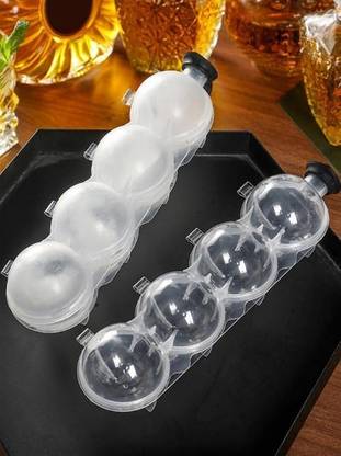 Jexix 4 Hole Ice Ball Maker Clear Plastic, Silicone Ice Ball Tray