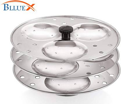 BLLUEX 3 Plates Stainless Steel Heavy Quality Idli Stand Set Of 1 Induction & Standard Idli Maker