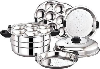 DIAMOND Steamer Pot/ 3 plates 21 Idlis, 1 Mini Idli Plate 20 Idlis, And 1 Steamer Plate Induction & Standard Idli Maker
