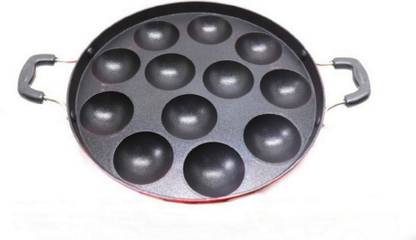 Masox Store Non-Stick 12 Cavity Handle Paniarakkal Idli Litti Batti Maker with Lid IK-130 Standard Idli Maker