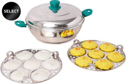 The Indus Valley Stainless Steel 3-Layer Bottom Idli maker/pot | 27 cm Diameter Induction & Standard Idli Maker