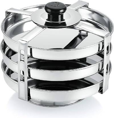 BLLUEX All-in-One Stainless Steel Dhokla Maker Big Size with 3 Plates & Standard Standard Idli Maker