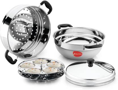 MAHAVIR 10 idli Steamer Mutli Kadhai Induction & Standard Idli Maker