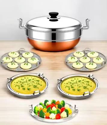 KRB KRB ,All In One 5 Plates Steel Idly Cooker / Idli Kadhai Steel Induction & Standard Idli Maker