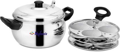 MAHAVIR Stainless Steel 3 Plates Colored Idly Cooker ,Induction Compatible (12 Idlies) Induction & Standard Idli Maker