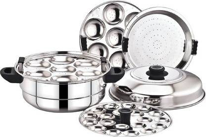 DIAMOND Steamer Pot/ 2 plates 14 Idlis, 1 Mini Idli Plate 20 Idlis, And 1 Steamer Plate Induction & Standard Idli Maker