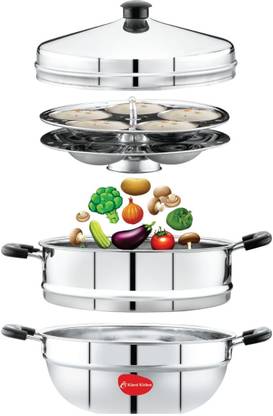 MAHAVIR 10 idli Steamer Mutli Kadhai Induction & Standard Idli Maker
