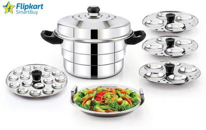 Flipkart SmartBuy Stainless Steel Idli Pot , 3 Idli Plates, 1 Steamer, 1 Mini Idli Plate Induction & Standard Idli Maker