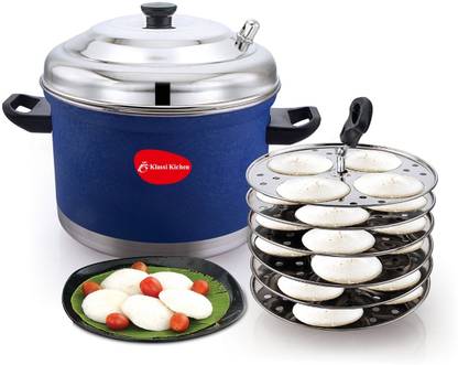 Klassi Kichen Stainless Steel 6 Plates Colored Idly Cooker Pot,Induction and Gas Stove Compatible Idli Maker(24 Idlies) Induction & Standard Idli Maker
