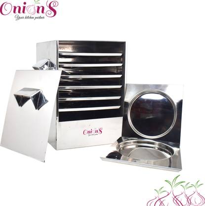 Onions Cauka/Square/Cubic Idly cooker with 6 Regular plates and 2 dokla plate, Induction & Standard Idli Maker