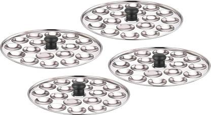 THANGAM FRESHOME Stainless Steel Idli Plates – 14 Cavity Each, Pack of 4 for Steamer Induction & Standard Idli Maker
