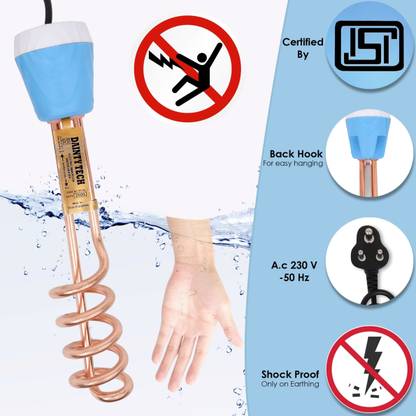 Zlymo ISI Mark Shock Proof And Water Proof DTCB01 Copper-IR114 2000 W Shock Proof Immersion Heater Rod