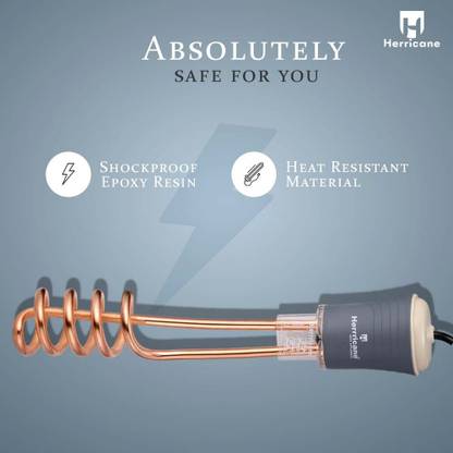 Herrricane SS 304 Copper Water Heater 1500 W Shock Proof Immersion Heater Rod