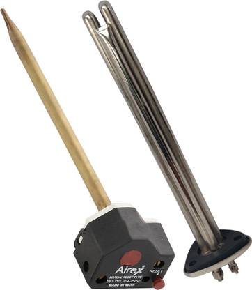 Airex Triangle Type Geyser Heating Element With Thermostat Cut-Off Electronic Electric Water Heater Geyser Temperature Controlling Sensor 7 Inch Reset + 2000 W Immersion Heater Rod