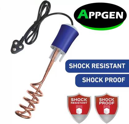 APPGEN ISI Certified Shock Proof Water-Proof With Bucket Holder Copper Heating Element 1500 W Shock Proof Immersion Heater Rod