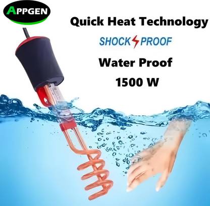 APPGEN Waterproof & Shockproof | Instant Heating With Bucket Holder | ISI Certified 1500 W Shock Proof Immersion Heater Rod
