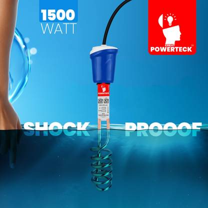 powerteck FS-1500 ISI Mark Water-Proof & Shock-Proof 1500 W Immersion Heater Rod (WATER) 1500 W Shock Proof Immersion Heater Rod