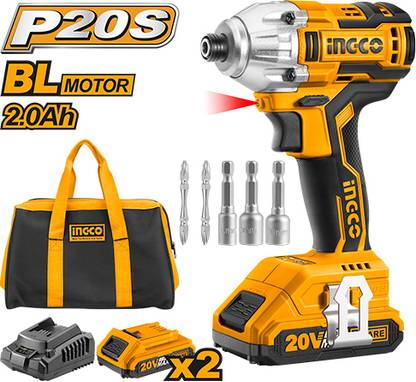 INGCO Ingco CIRLI2002 Lithium-Ion Impact Driver 1/4 Inch Power Tool Cordless Impact Wrench
