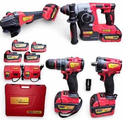 NTH XLNT-4PCS-BL-COMBO-4X5AH-BATTERY-IMPACH DRILL-ANGLE GRINDER-26 HAMMER-390NM Cordless Impact Wrench