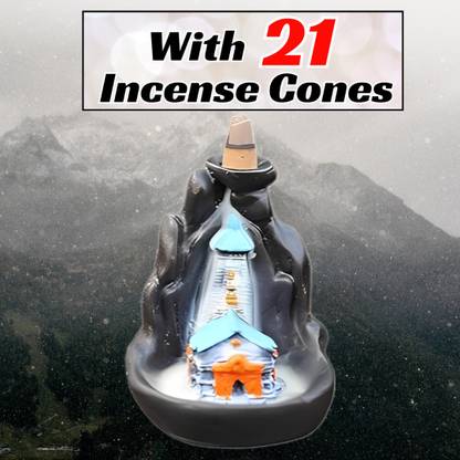 MurtiMall Handcrafted Resin Backflow Kedarnath Incense Holder - 4 Inch Polyresin Incense Holder