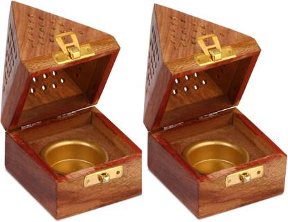 DigiRake Stand (Pack of 2), Computer Sambrani,Sheesham Wood, Batti Wooden Incense Holder Set