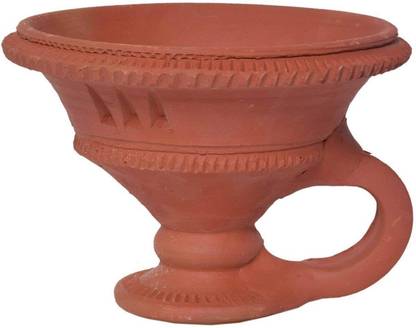 RDK SON'S Charcoal Frankincense Natural Clay Dhoop Loban Dani Burner Holder for Puja Terracotta Incense Holder