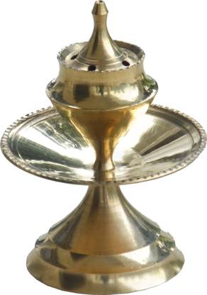 CRM TRADERS Brass Agarbatti Incense Sticks Holder Stand with Ash Tray- (Pack of 2) Brass Incense Holder