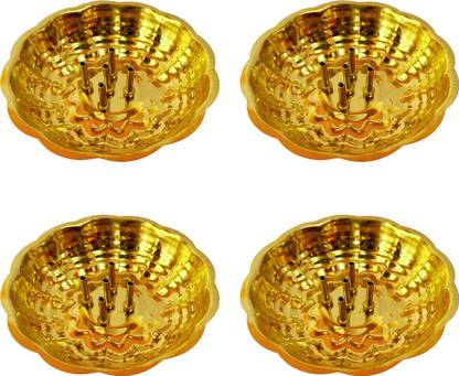 Epoojacart Brass Agarbathi Plates 4 pcs - Wedding Gifts - Housewarming Return Gifts Brass Incense Holder
