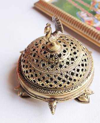 Dsh Brass Incense Burner Tortoise Loban dhoop Dani Burner for Home Office TemplePuja Brass Incense Holder