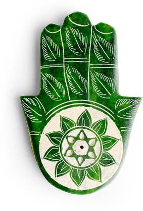 L Bohe Soapstone Agarbatti Stand - Natural Hand-shaped Incense Stick Holders [Green] Marble Incense Holder
